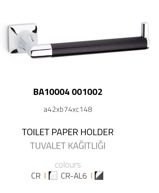 System BA10004 001002 CR-AL6 Krom-Siyah Pruva Tuvalet Kağıtlığı