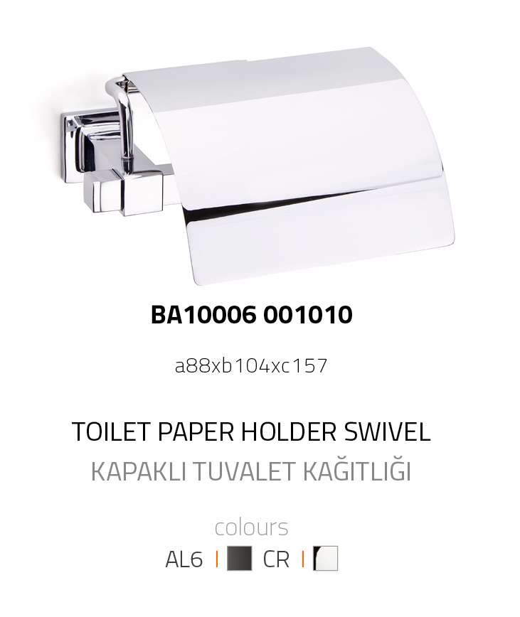System BA10006 001010 CR Krom Q-Line Kapaklı Tuvalet Kağıtlığı